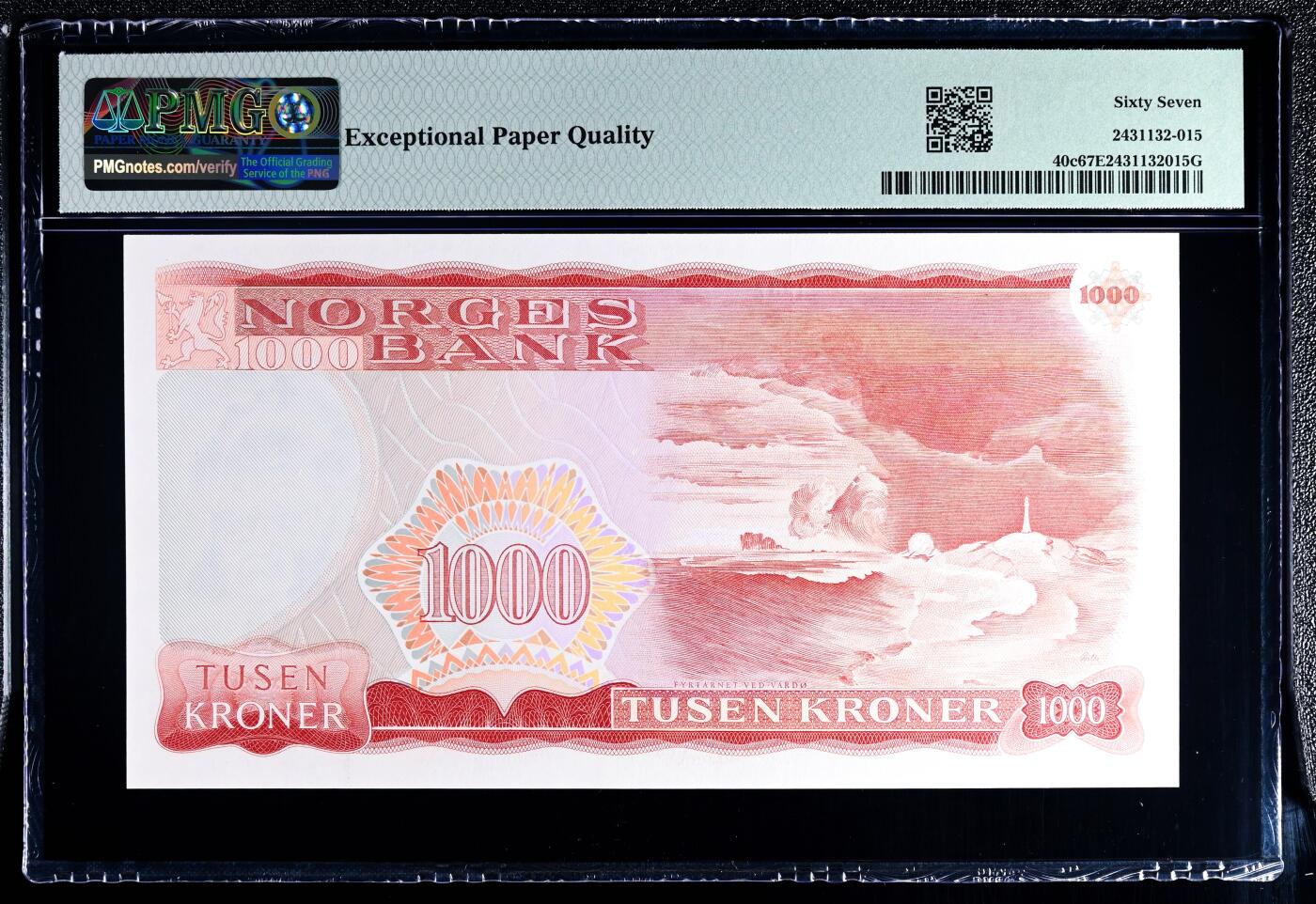 【Blue Auction】世界纸币精拍第793期——18级TOP拍卖/信誉/品质/专业/高效💫 【冠军分】挪威 1987年1000克朗 易卜生 PMG67EPQ 高分 设计精美 