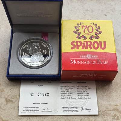 道一币馆币章第一百六十八场 - 原盒证 法国2008年皮小子斯皮鲁70周年1.5欧元精制银币 22.2g 900s 10000