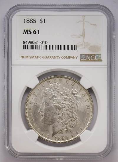 观钱 近现代机制币拍卖No.004（全场顺丰包邮）  - 美国1885年摩根银元（NGC MS61）