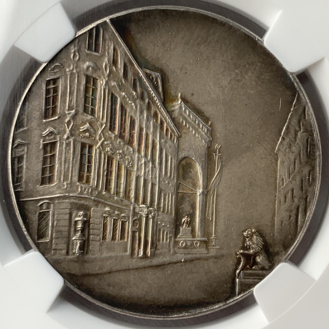 掌中浮雕-藏着的欧洲第054场 NGC MS63 : 1935年德国抵押与汇兑银行百年纪念银章，38mm