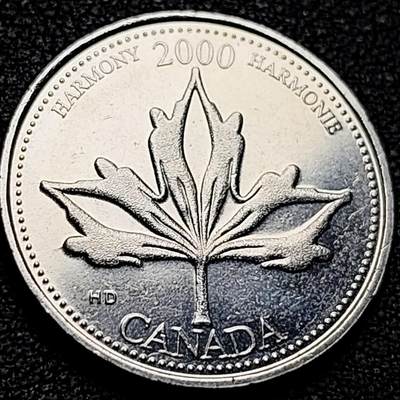 泉币菌-第207场-拍品多 请提前出价 - 原光极美 迎接千禧年 加拿大2000年1/4元镍币  23.9mm 伊丽莎白二世