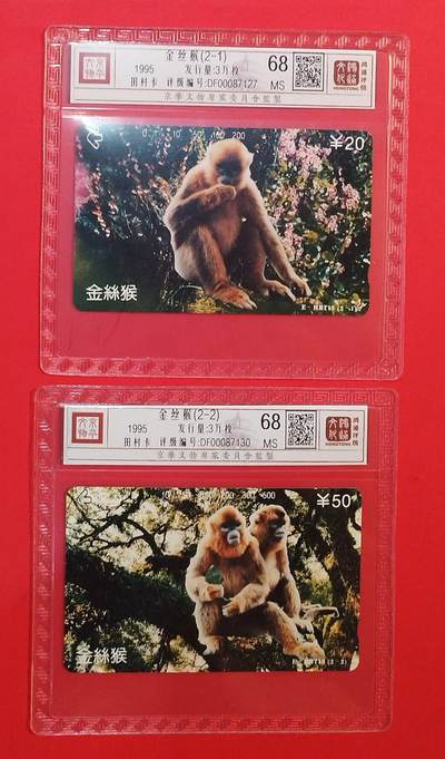 《鸿通俱乐部》拍卖第78期 2026年3月11日21：00延时节拍 - 湖北田村新卡《金丝猴》2全  鸿通  68分*2
