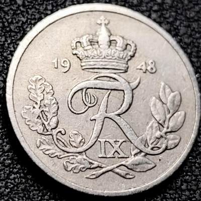 泉币菌-第207场-拍品多 请提前出价 - 丹麦 皇冠 1948年10欧尔镍币 纪念币 18mm 