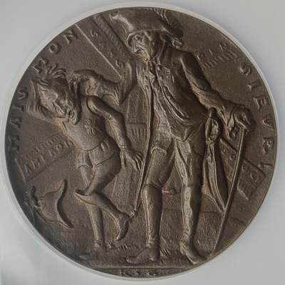 掌中浮雕-藏着的欧洲第054场 - NGC MS64 : 1918年腓特烈大帝&逃兵威廉二世，58mm，歌茨目录#233