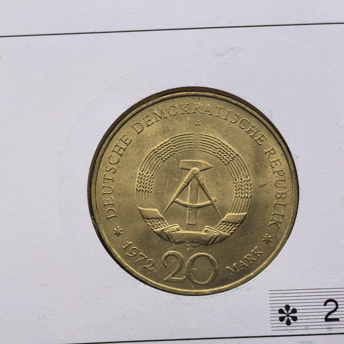 道一币馆币章第一百六十八场 邮币封 民主德国1972年诗人弗里德里希·冯·席勒20马克纪念币