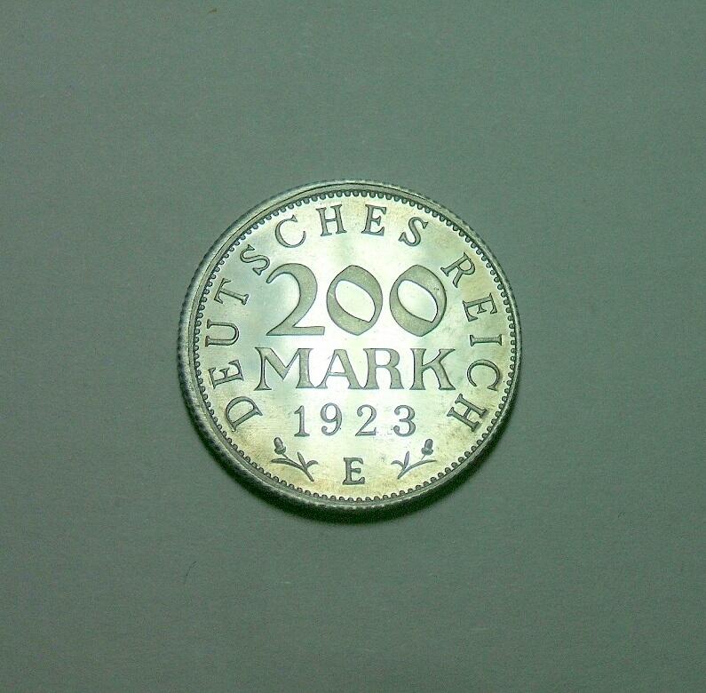 【旋风钱币】3月14日19:00准时开拍 精美欧洲币章、银币银章、第三帝国钱币等 全场包邮！ 德国魏玛1923年E版200马克 稀少精制PROOF版 发行量仅4000枚