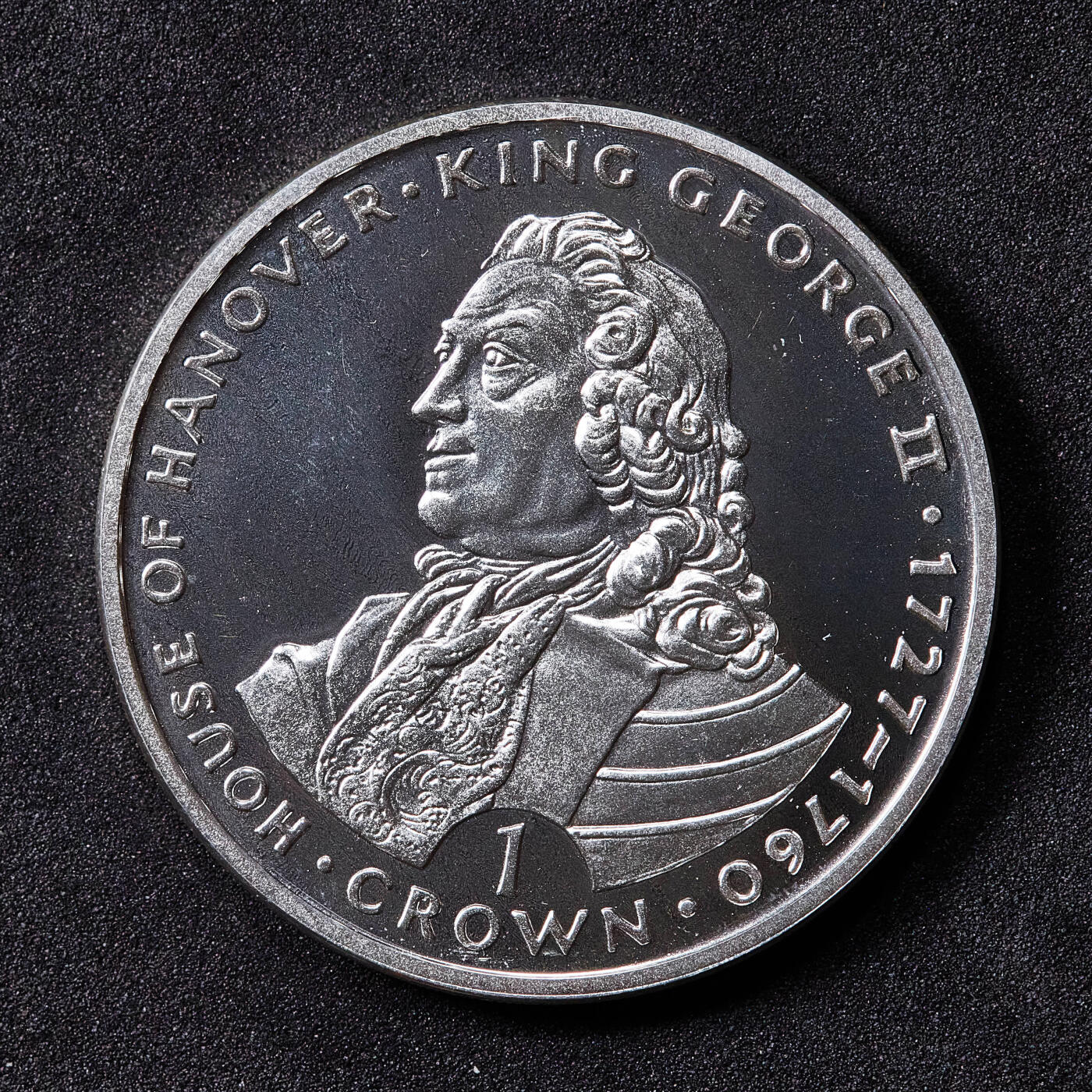 【俄甄集藏】2026年(049)03-18星期三 晚 19:30 全场包邮 英属直布罗陀1993年纪念国王乔治二世1克朗精制大银币，重28.28克，925银，发行量30000枚