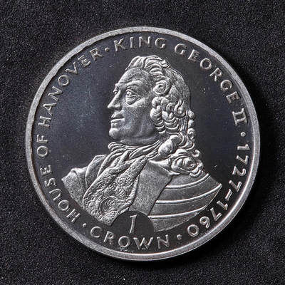 【俄甄集藏】2026年(049)03-18星期三 晚 19:30 全场包邮 - 英属直布罗陀1993年纪念国王乔治二世1克朗精制大银币，重28.28克，925银，发行量30000枚
