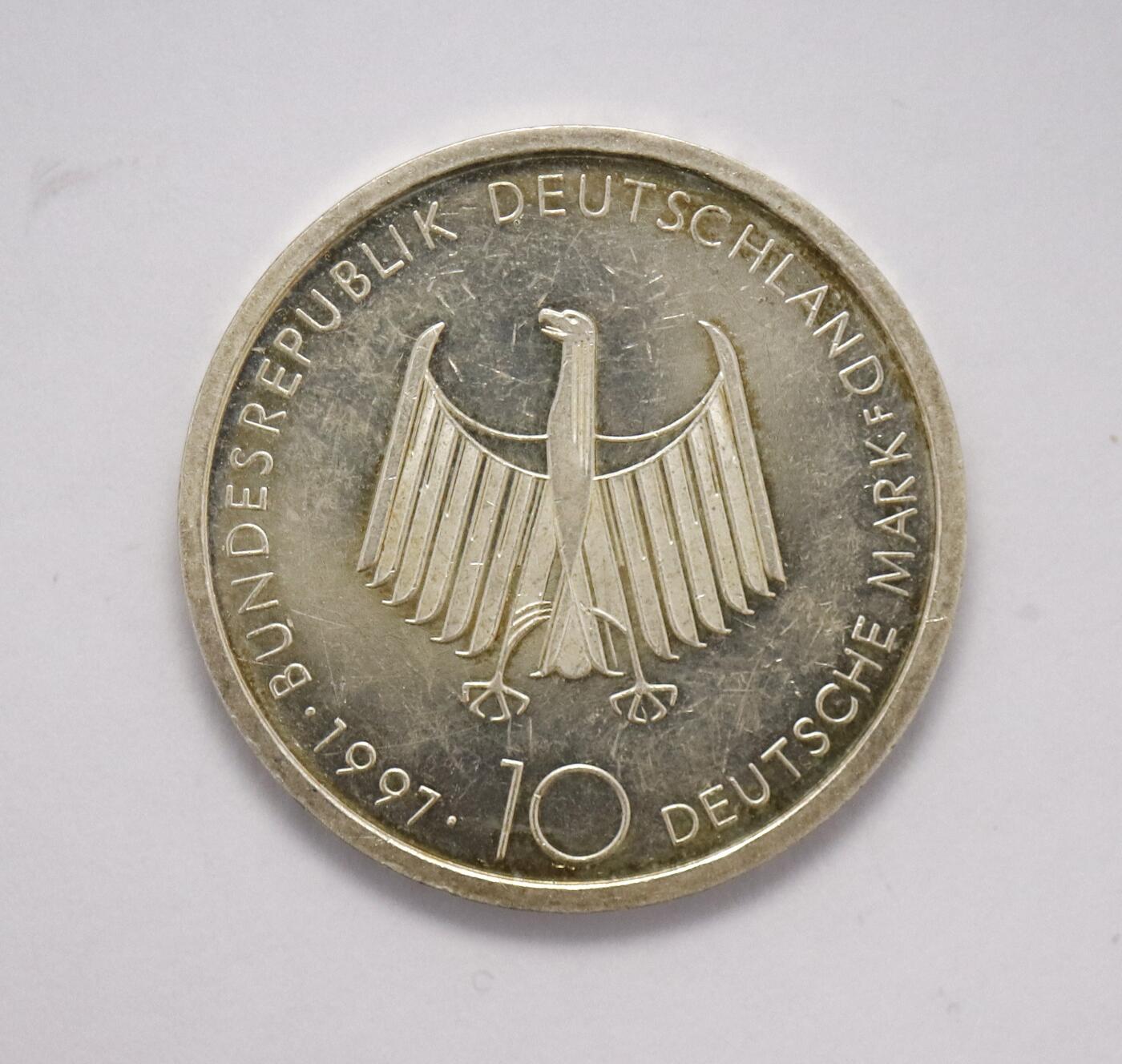 观钱 近现代机制币拍卖No.004（全场顺丰包邮）  1997 年德国柴油机百年纪念 10 马克银币