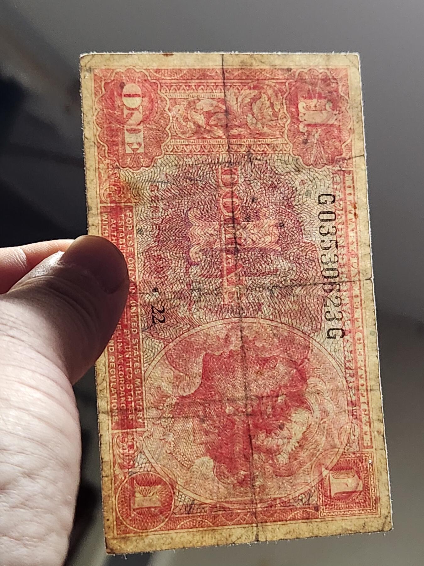 3月10号晚上8点 外国纸币自动截拍第36场 美国军票1元 591系列 原票