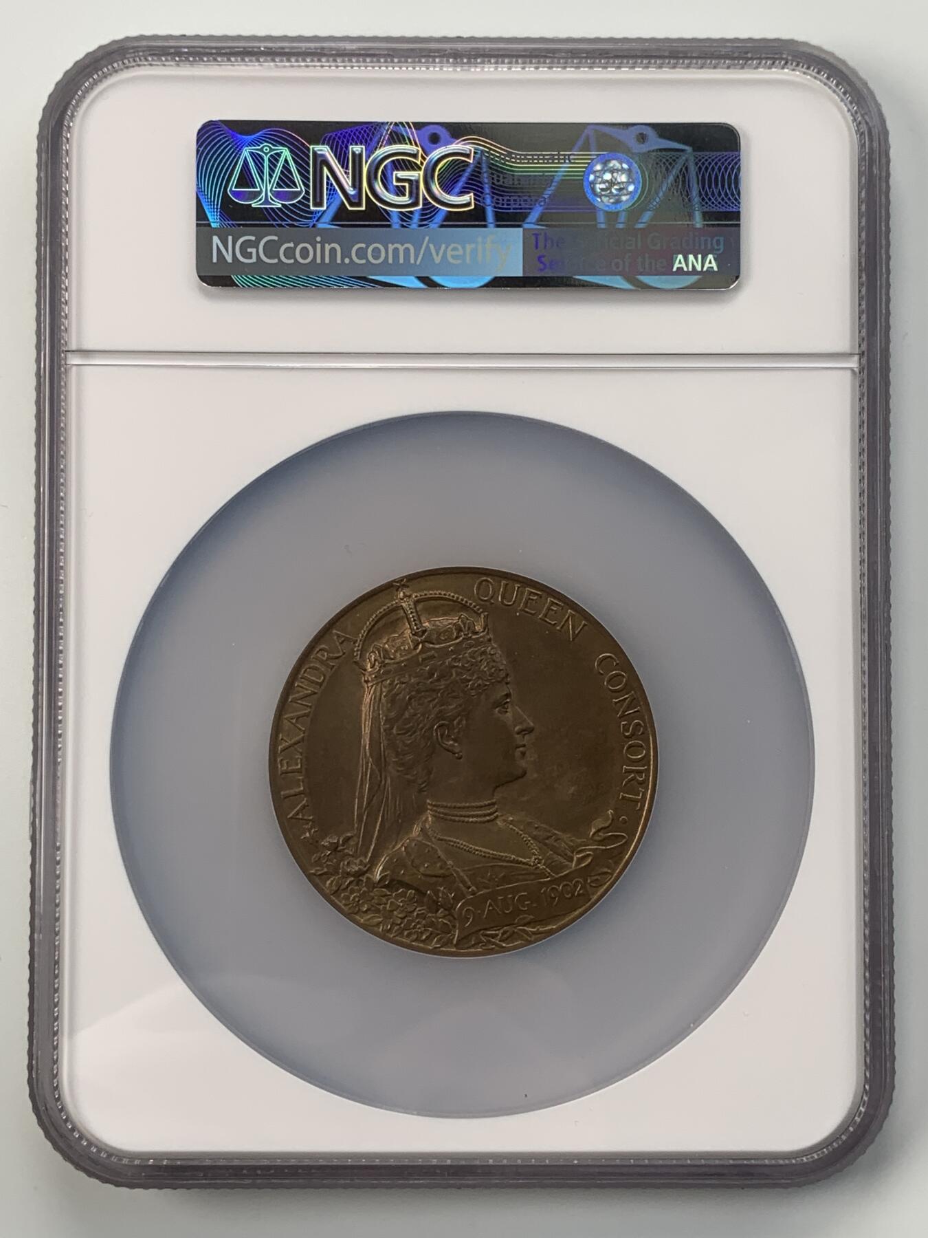 掌中浮雕-藏着的欧洲第054场 NGC MS63 : 1902年英国爱德华七世加冕纪念铜章，55mm