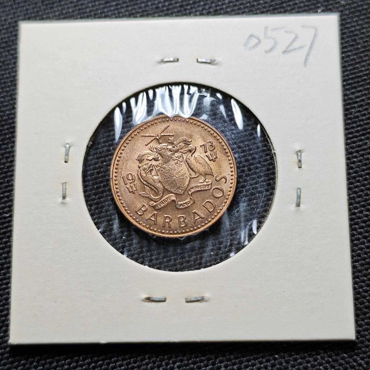 KK钱币收藏小铺   第405期 2月预留时间 周末发货 1973巴巴多斯1分 