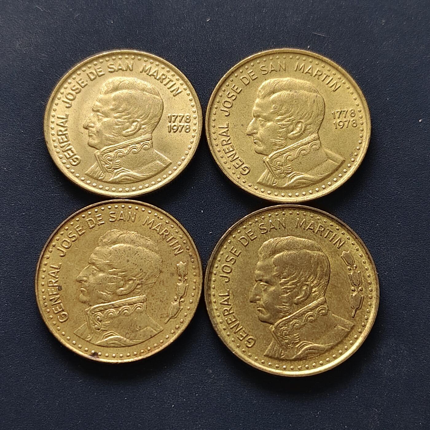 【全场包邮】纯粹捡漏拍510场 阿根廷1978-1981年圣马丁4枚一组-含1978年圣马丁诞生200周年纪念币2枚全套