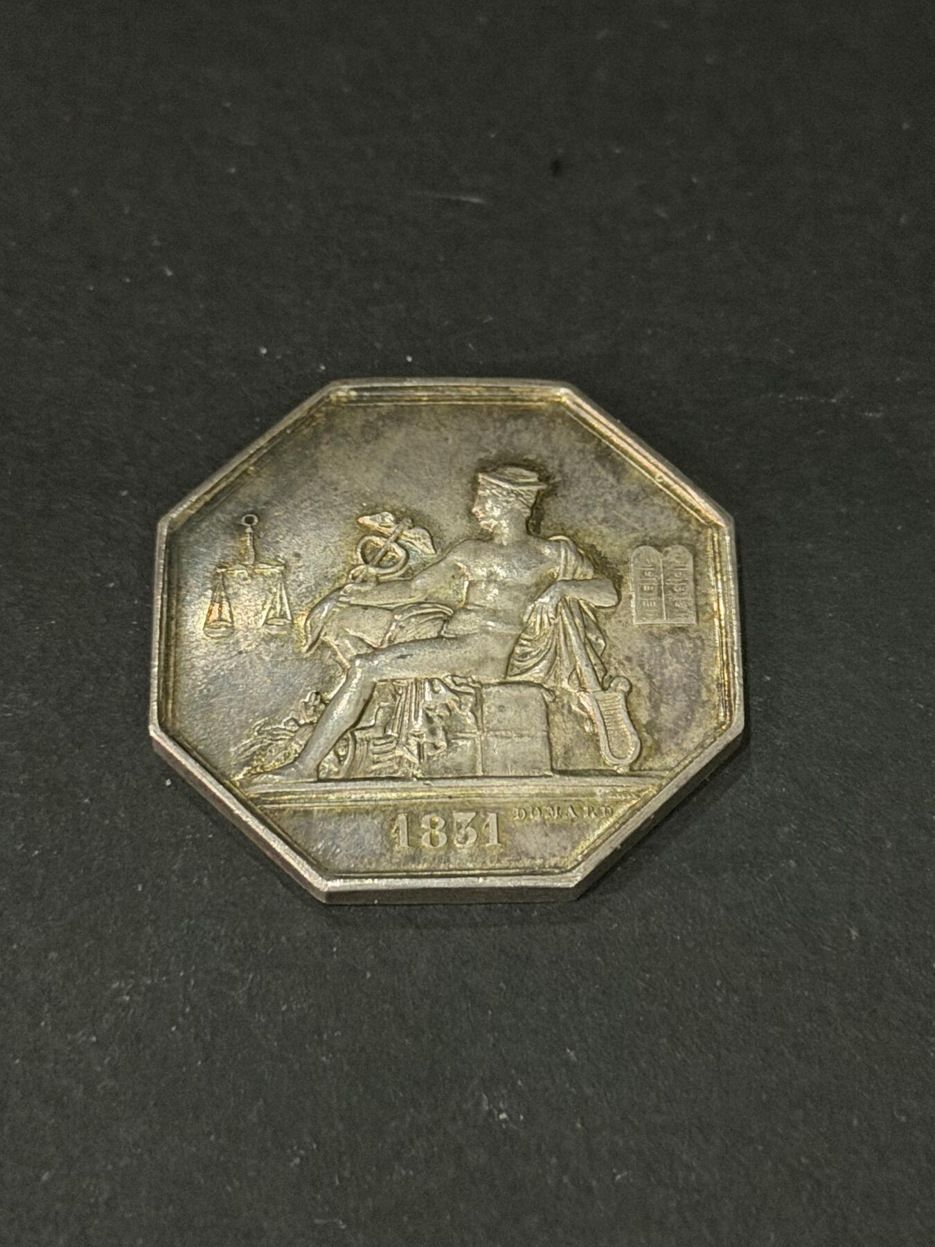 海外回流精品专场 法国回流纯银八角代用币（15.8g）