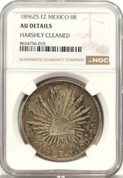 博洋堂世界钱币拍卖第164期（全场包邮） - NGC AU 墨西哥1896年ZS FZ版花边鹰洋 五彩好状态