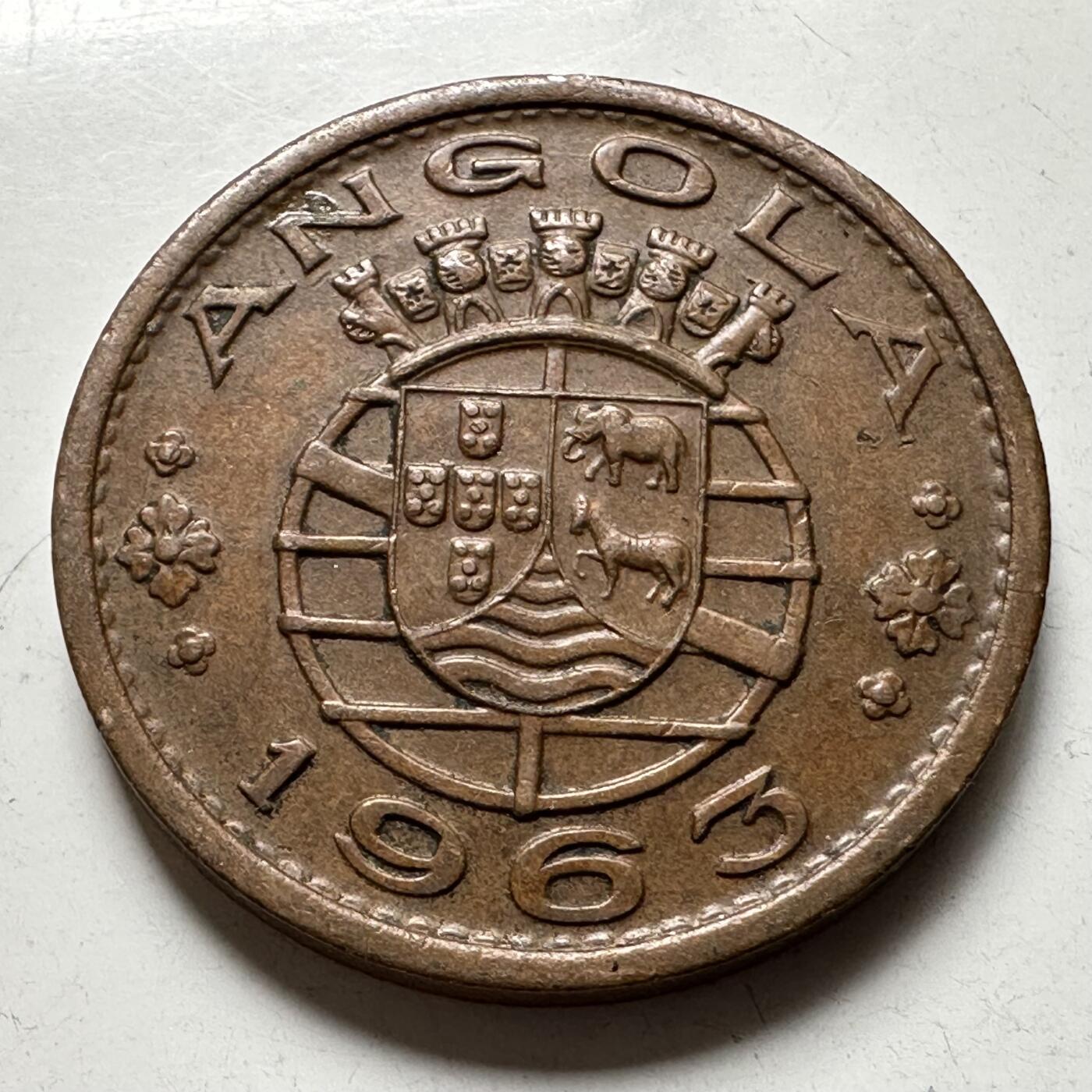 🌹外币初藏🌹🐯2026年第27场   每周二四六晚8️⃣点 接代拍 葡属安哥拉 1963年 1埃斯库多铜币