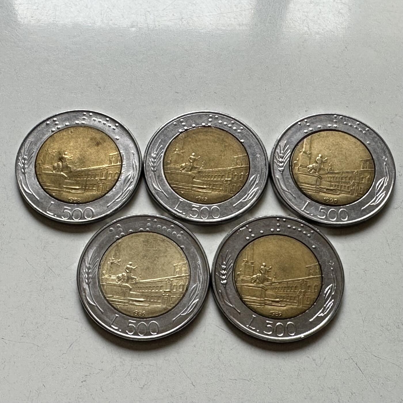 🌹外币初藏🌹🐯2026年第27场   每周二四六晚8️⃣点 接代拍 意大利500里拉双色币五枚