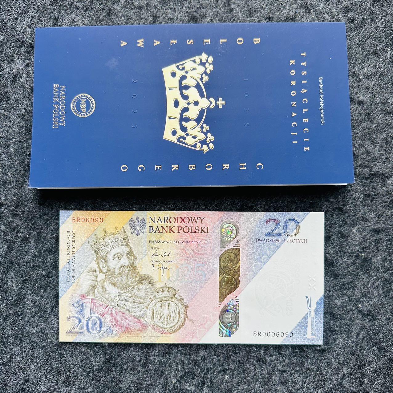 🇵🇱2606¥ ¥波兰2025年20兹落提Hybrid窗口复合钞，纪念波列斯瓦夫一世加冕1000周年（带册和宣传册）