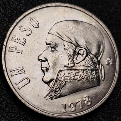 泉币菌-第207场-拍品多 请提前出价 - 原光极美 民族英雄 墨西哥1978年1比索銅镍币 线条鹰版 29毫米9.0克