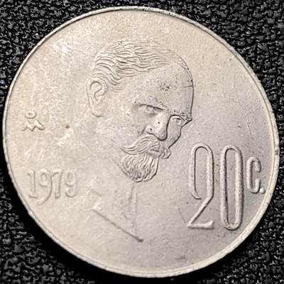 泉币菌-第207场-拍品多 请提前出价 - 1979年 墨西哥20分镍铜币  鹰蛇仙人掌 20mm 纪念币铜钱