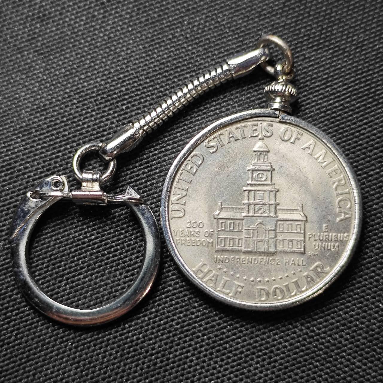 KK钱币收藏小铺   第405期 2月预留时间 周末发货  美国建国200周年50分纪念币 钥匙扣