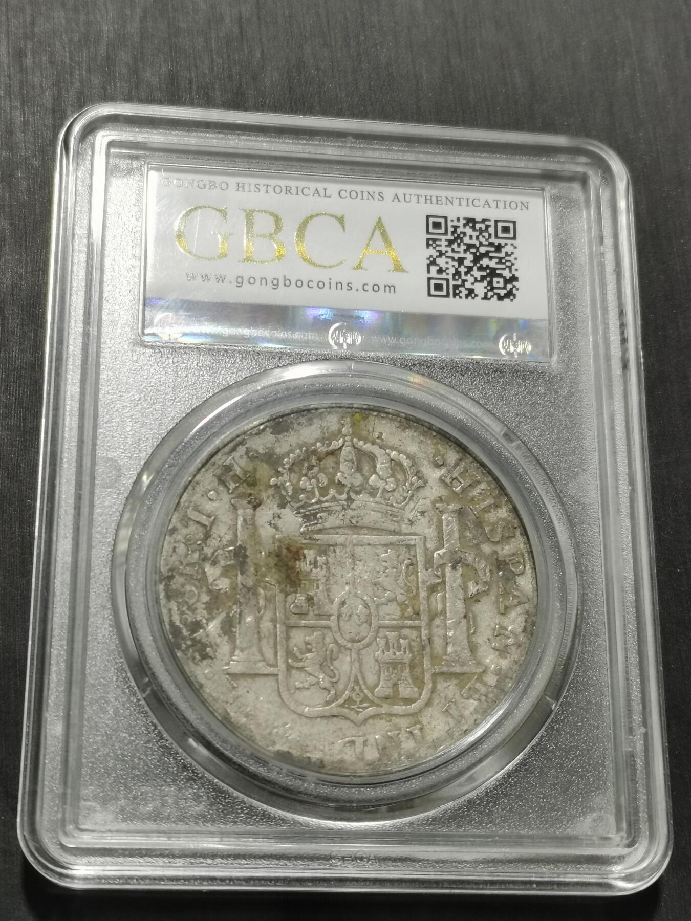 天下钱庄专场欢迎参拍 公博评级XF01西属墨西哥卡四老双柱银币