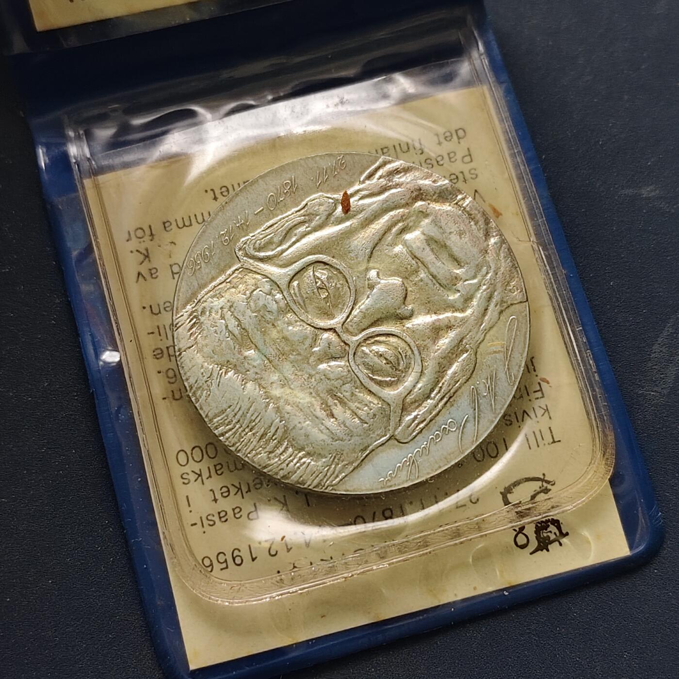 【全场包邮】纯粹捡漏拍511场 芬兰1970年10马克帕西基维总统诞生100周年纪念银币【35毫米22.75克50%】-原卡装