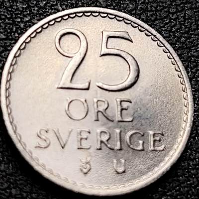 泉币菌-第207场-拍品多 请提前出价 - 原光美品 王冠皇冠 瑞典1967年 25欧尔銅镍币 袖珍币