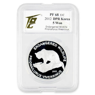 2012年朝鲜-频危野生动物系列狸猫20克999纯银纪念币 TQG评级PF68 - 2012年朝鲜-频危野生动物系列狸猫20克999纯银纪念币 TQG评级PF68