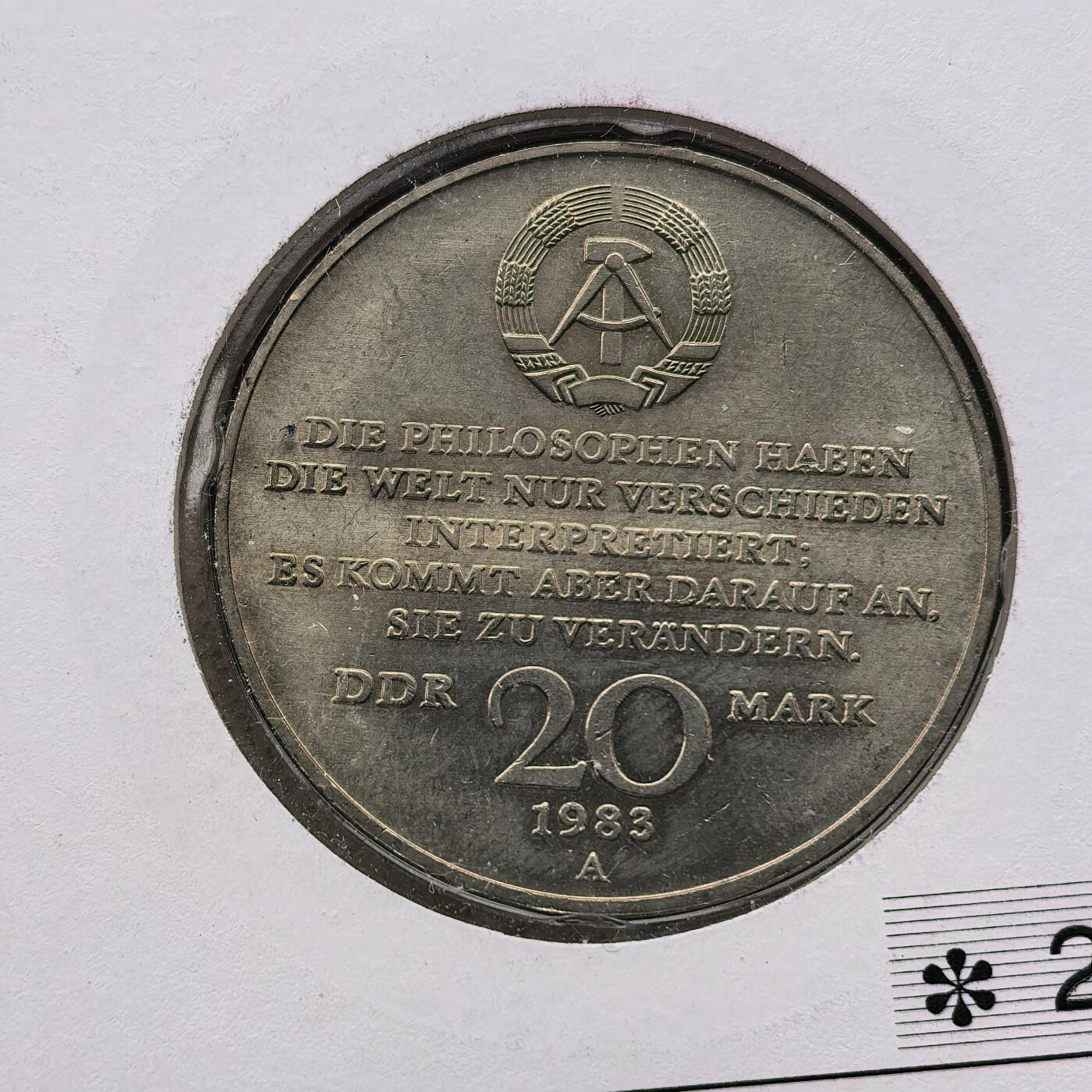 道一币馆币章第一百六十八场 邮币封 民主德国1983年哲学家卡尔·马克思逝世100周年20马克纪念币