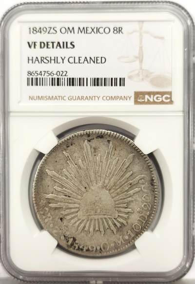 博洋堂世界钱币拍卖第164期（全场包邮） - NGC VF 墨西哥1849年ZS OM版中期花边鹰洋 原味