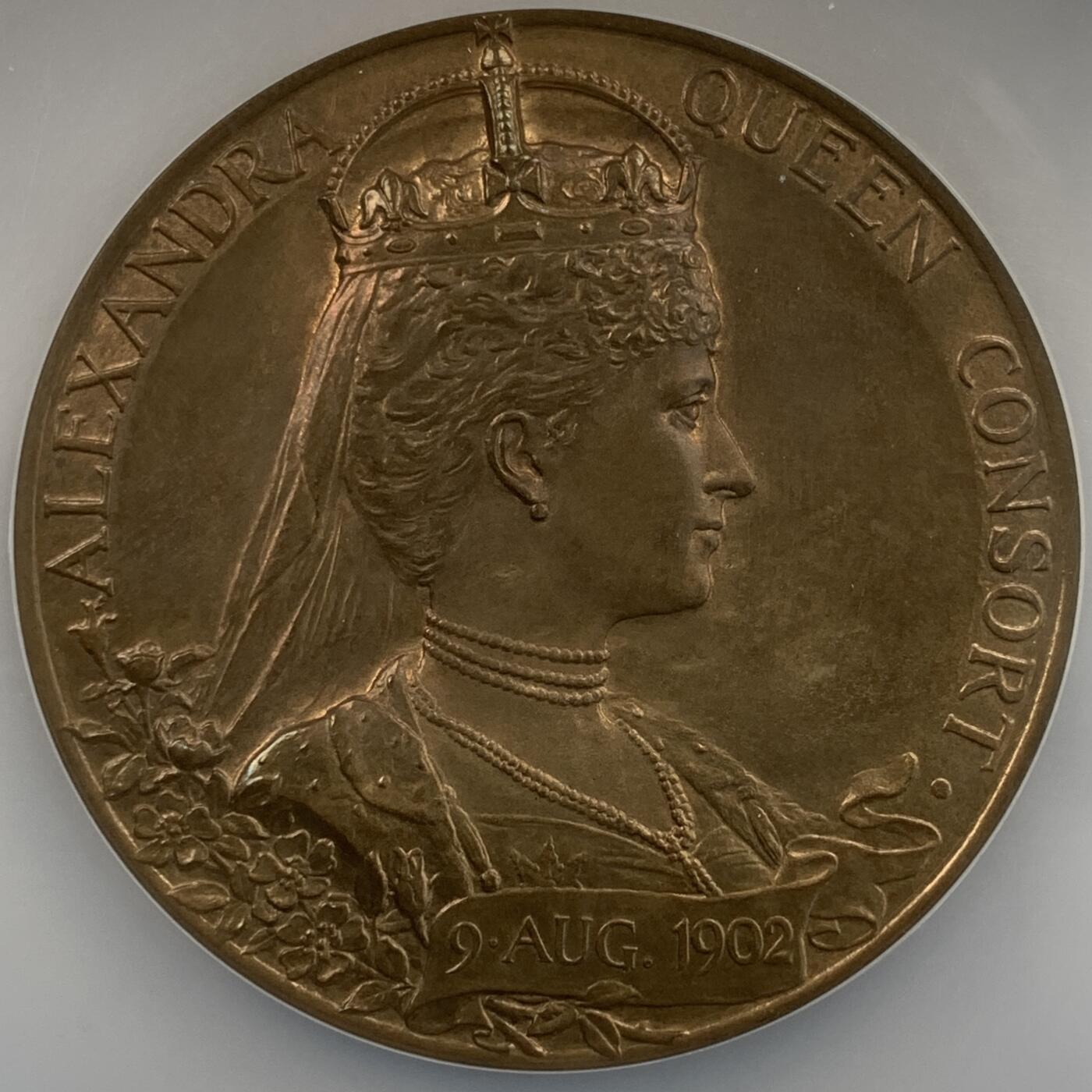 掌中浮雕-藏着的欧洲第054场 NGC MS63 : 1902年英国爱德华七世加冕纪念铜章，55mm