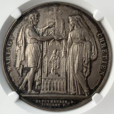 掌中浮雕-藏着的欧洲第054场 - NGC MS63 : 法国结婚银章，41mm