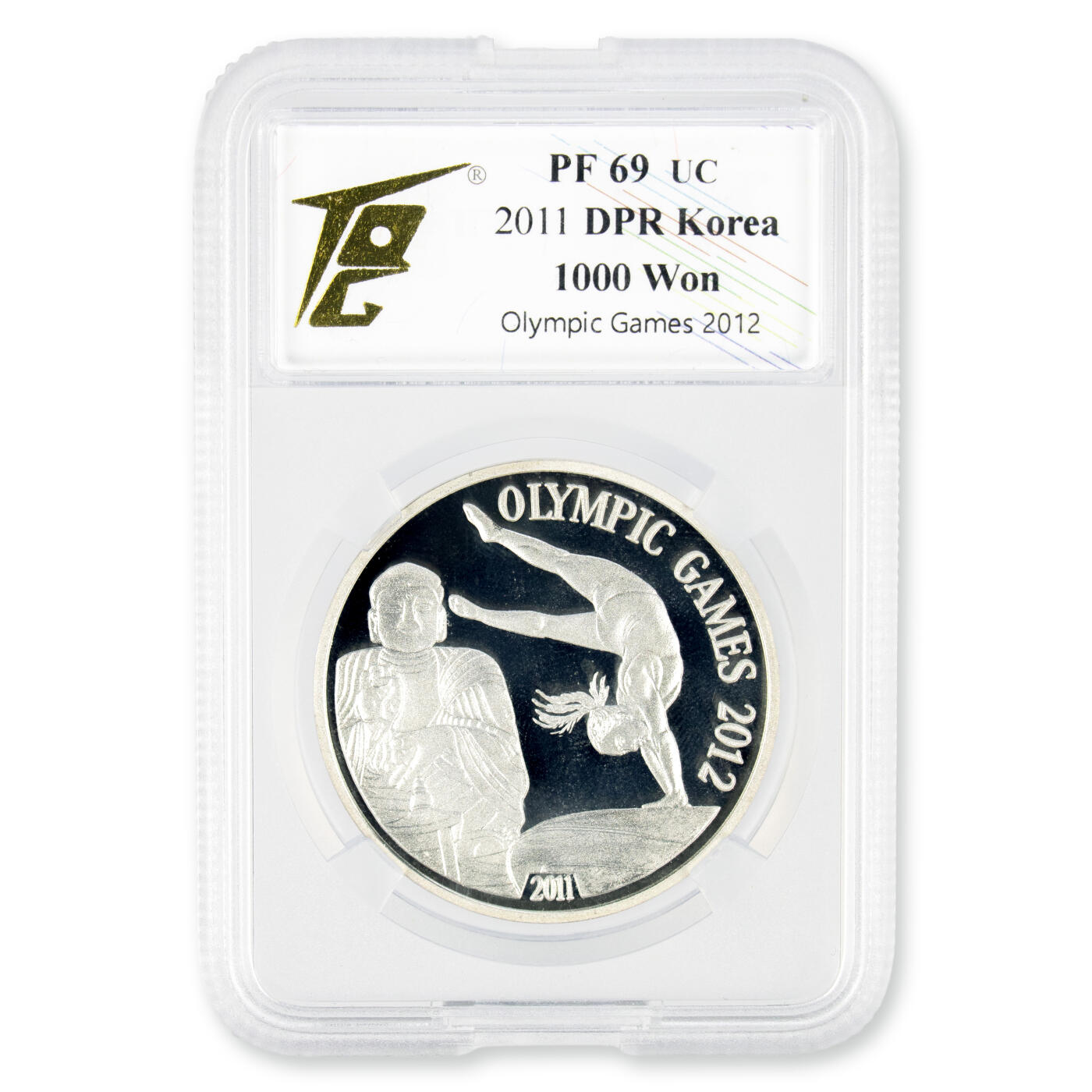 2011年朝鲜-纪念2012年奥林匹克运动会20g999纯银纪念币大同门版TQG评级PF69