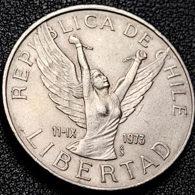 泉币菌-第207场-拍品多 请提前出价 - 1977年 智利10比索镍币 老版 自由女神 26mm