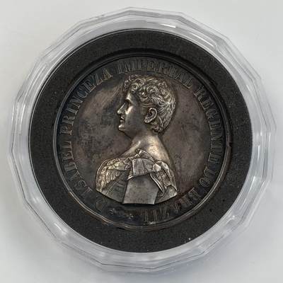 掌中浮雕-藏着的欧洲第054场 - 1888年巴西颁布《黄金法》废除奴隶制纪念银章，正面：巴西摄政王伊莎贝尔公主，46.5mm，49.85g