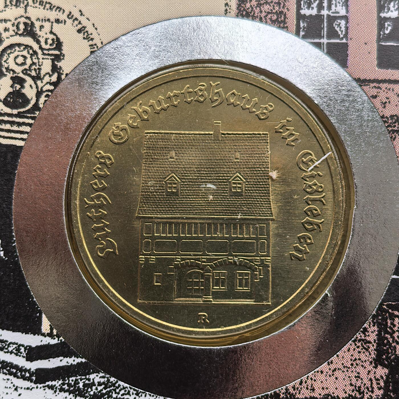 道一币馆币章第一百六十八场 邮币封 民主德国1983年马丁·路德-艾斯莱本教授诞辰500周年5马克纪念币