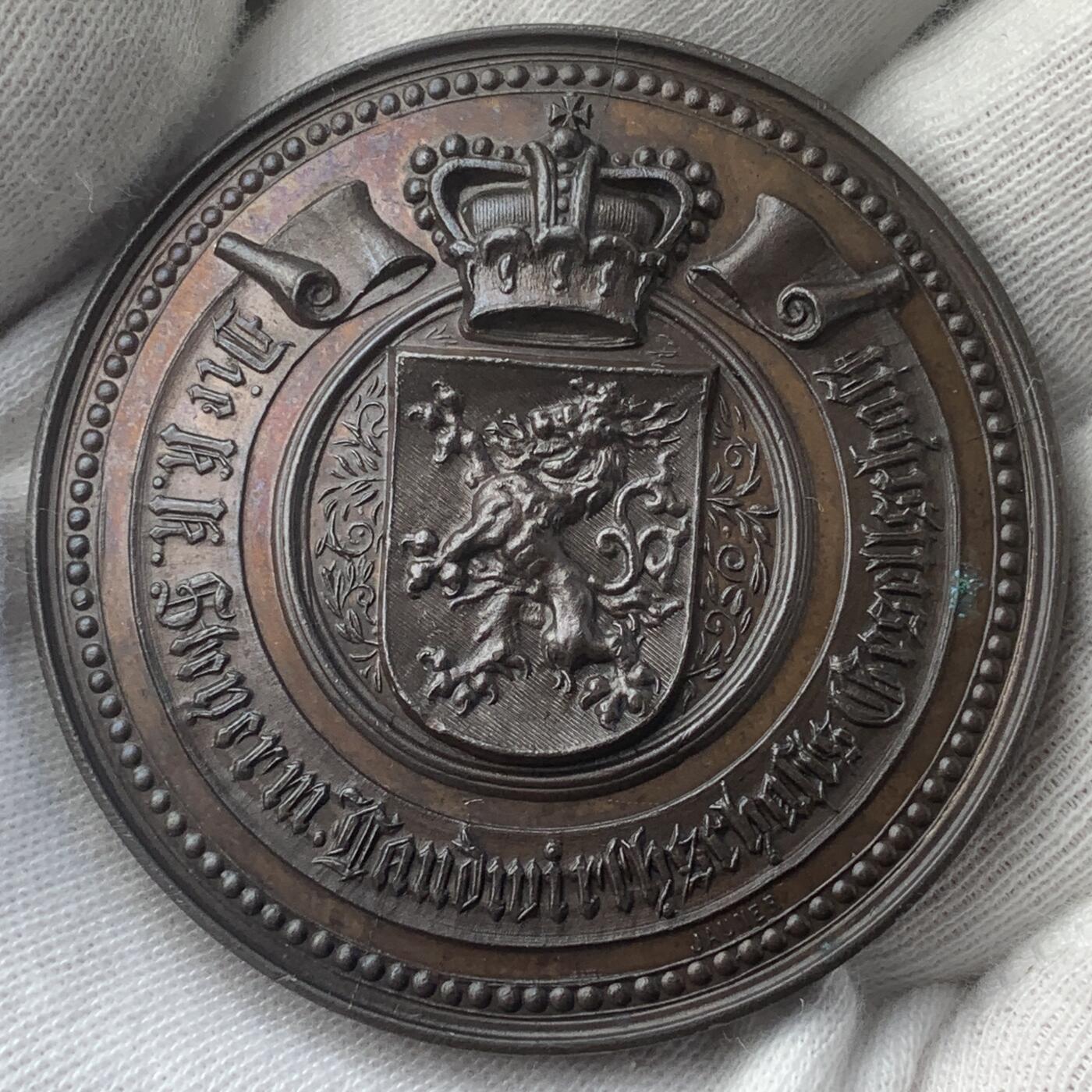 掌中浮雕-藏着的欧洲第054场 十九世纪奥匈帝国格拉茨农业博览会铜章，Jauner作品，50mm