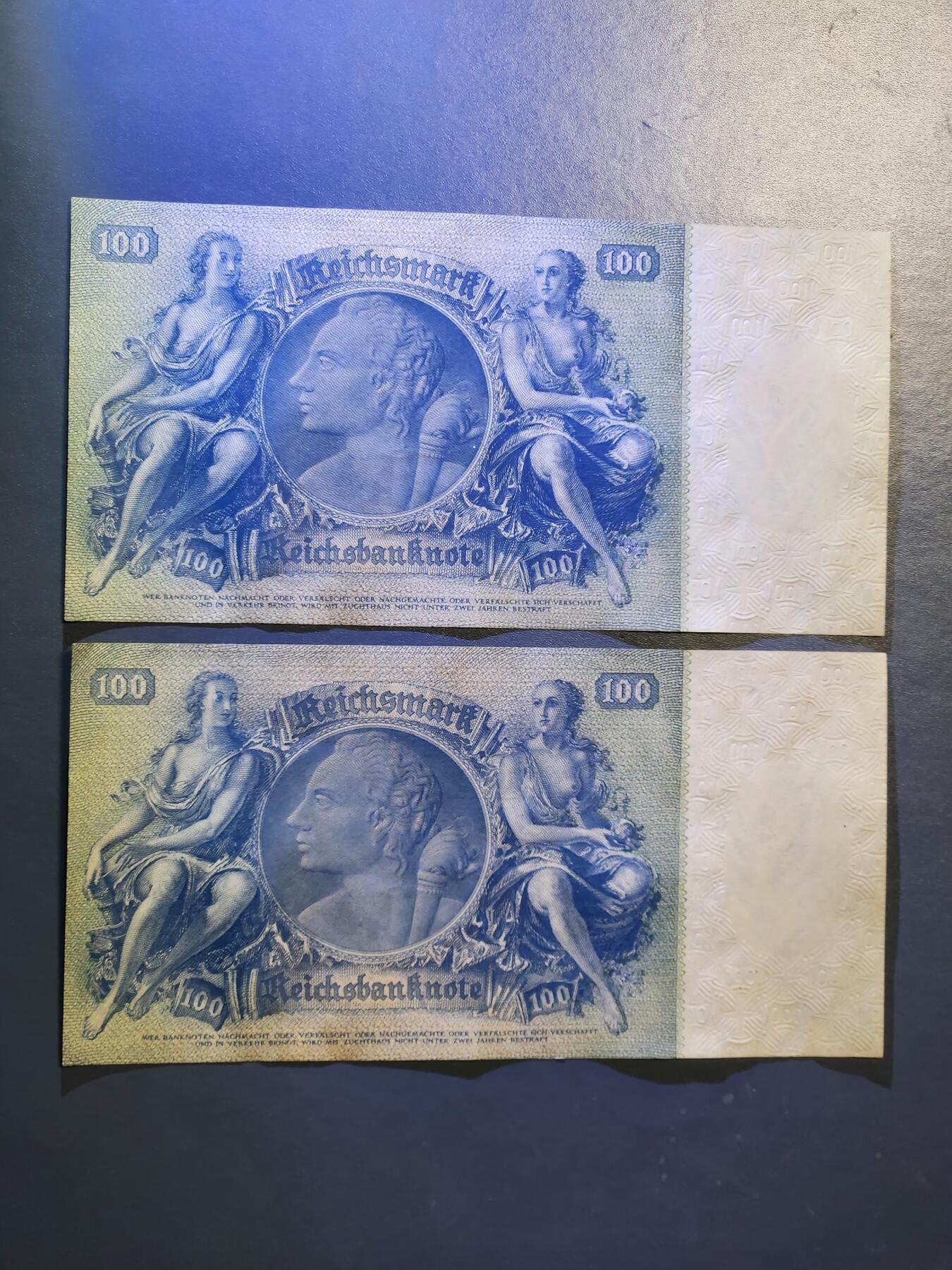 3月10号晚上8点 外国纸币自动截拍第36场 德国100马克 新品2连号