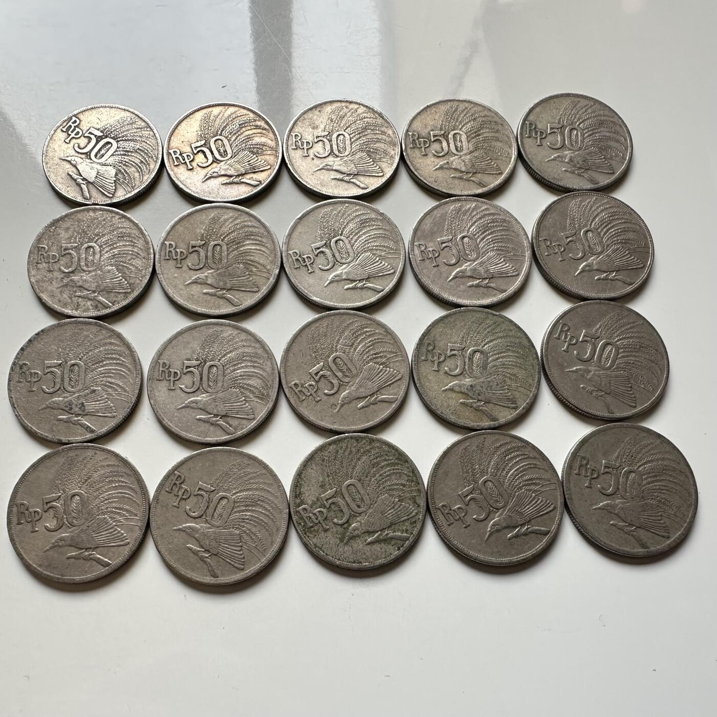 🌹外币初藏🌹🐯2026年第27场   每周二四六晚8️⃣点 接代拍 印度尼西亚 1971年天堂鸟50卢比一组20枚 b