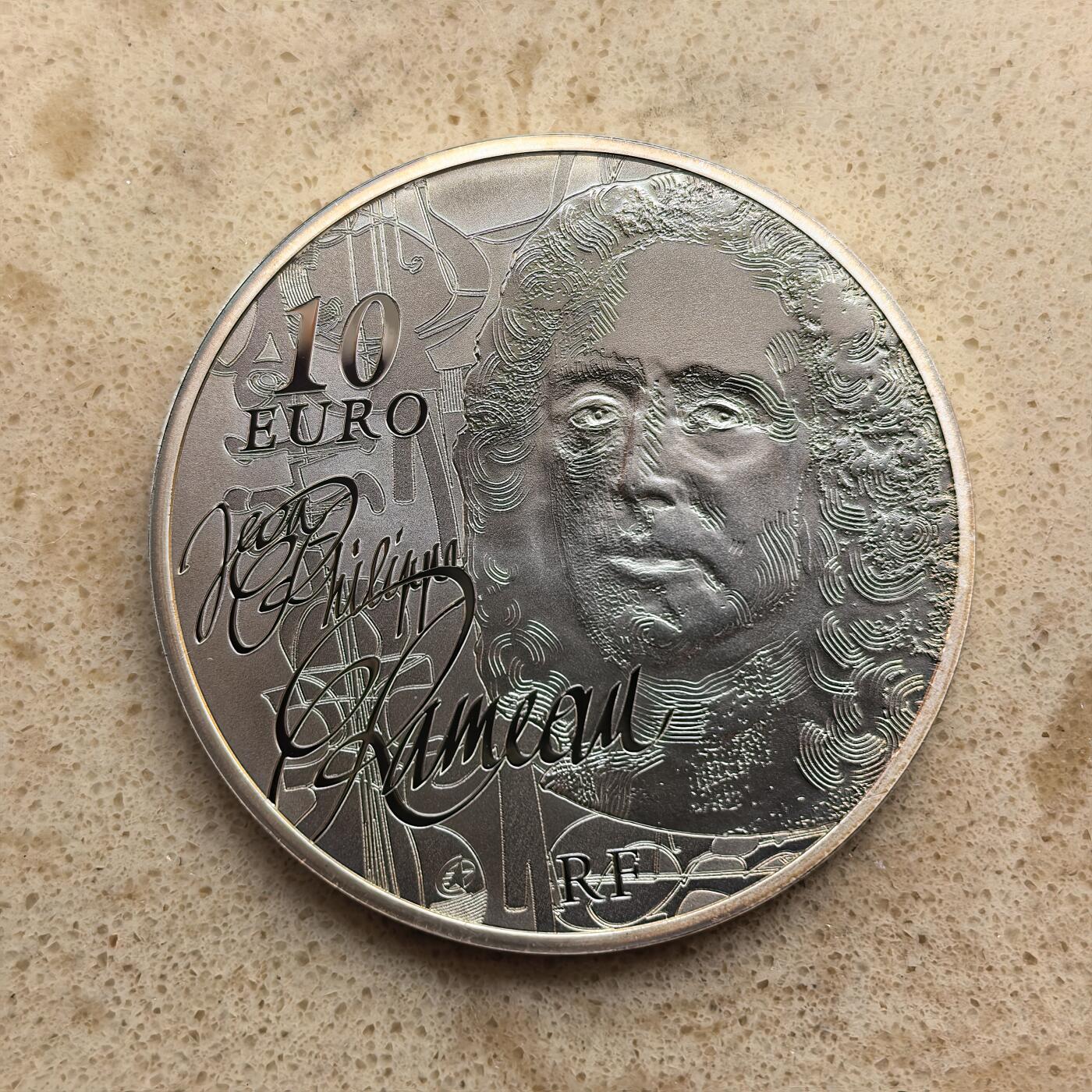 道一币馆币章第一百六十八场 原盒证 法国2014年音乐家-让-菲利普·拉莫10欧元精制银币  22.2g 900s 5000