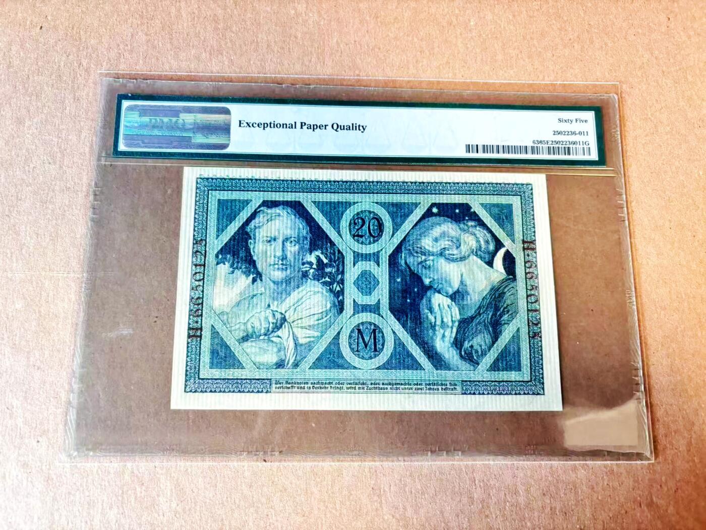 【Blue Auction】世界纸币精拍第793期——18级TOP拍卖/信誉/品质/专业/高效💫 【无47】德国 1915年20马克 PMG65EPQ 
