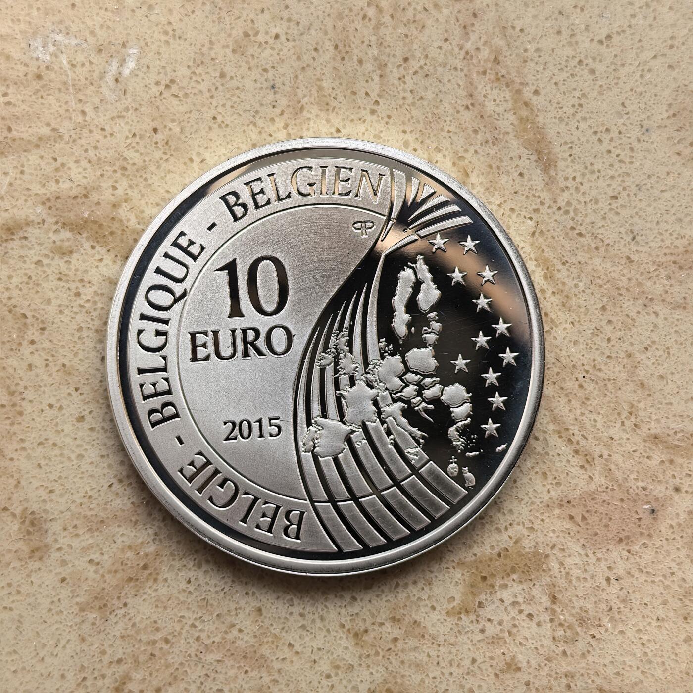道一币馆币章第一百六十八场 原盒证 比利时2015年欧洲和平70周年10欧元精制银币