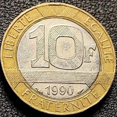 泉币菌-第207场-拍品多 请提前出价 - 胜利天使 1990法国10法郎双色币 23mm 