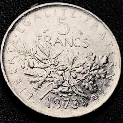 泉币菌-第207场-拍品多 请提前出价 - 法国早期（1973年）5法郎大镍币 29MM 播种女神 入欧前末版 绝版币