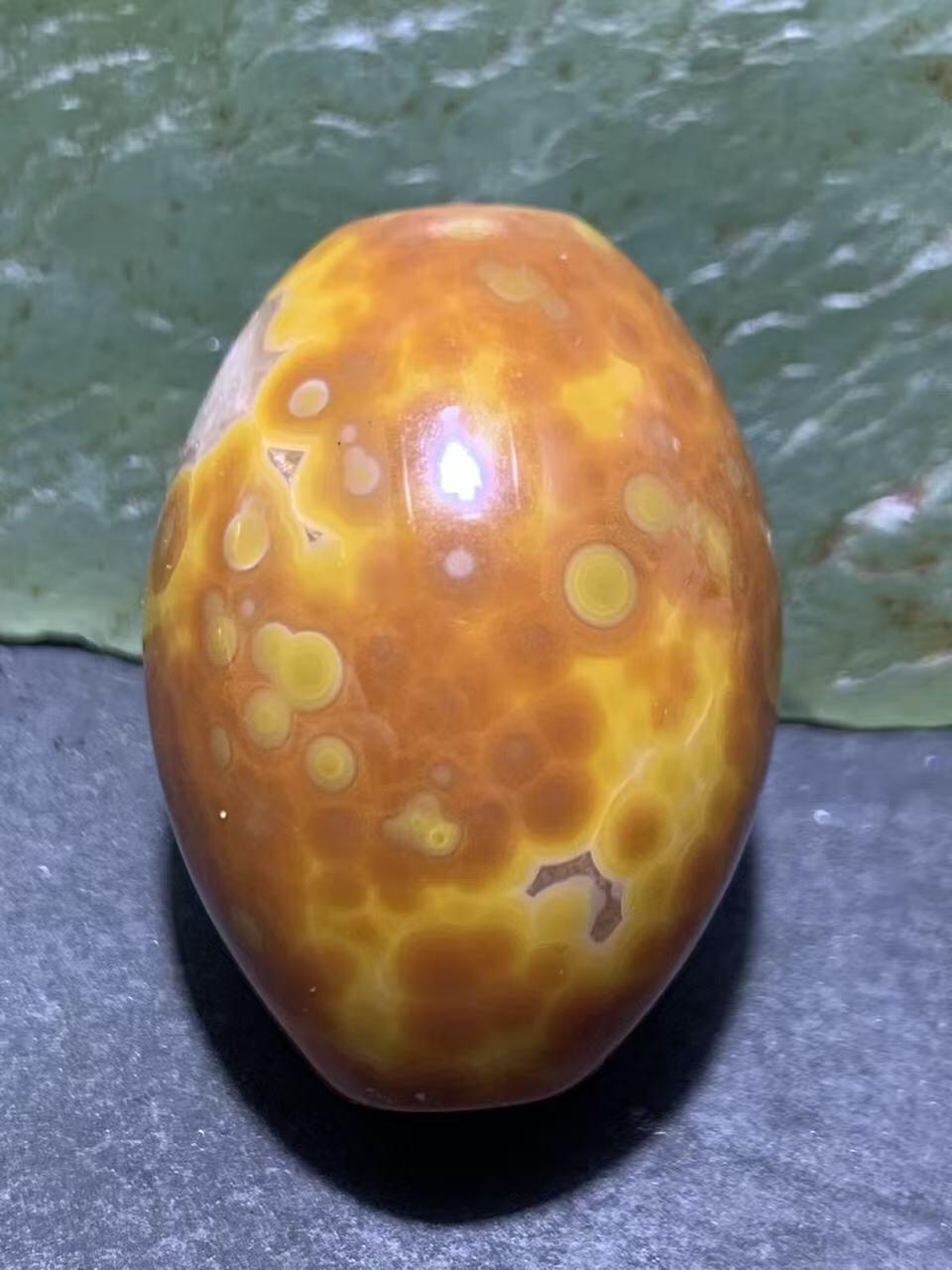 精美冰飘心天眼纹战国红玛瑙桶珠一颗！