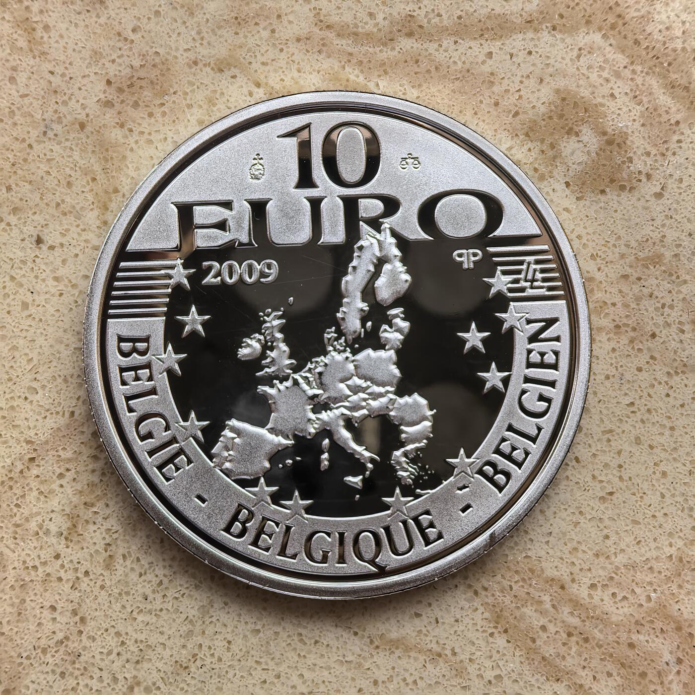 道一币馆币章第一百六十八场 原盒证 比利时2009年鹿特丹伊拉斯谟10欧元精制银币