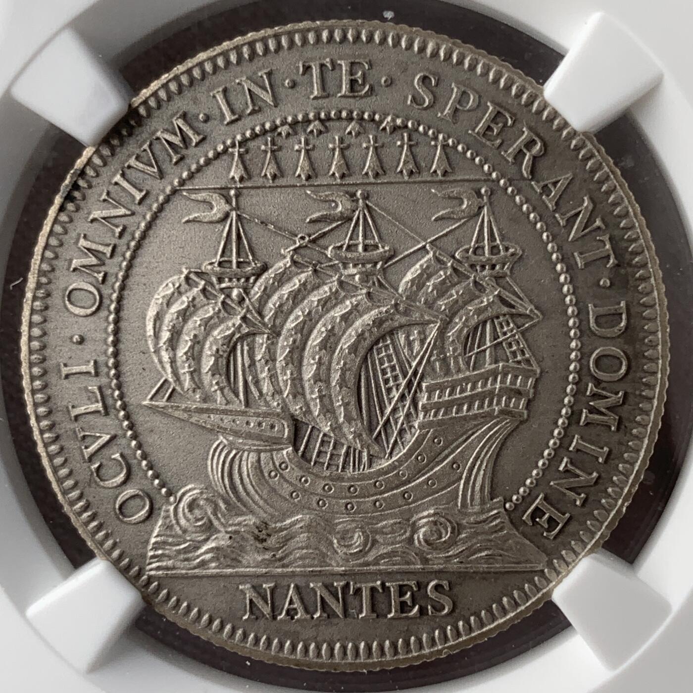 掌中浮雕-藏着的欧洲第054场 NGC MS65MATTE ：法国南特市商会银章，32mm