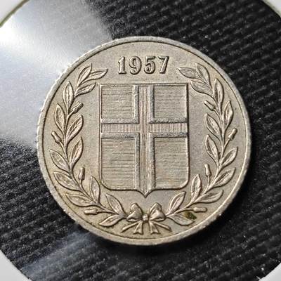 KK钱币收藏小铺   第405期 2月预留时间 周末发货 -  1957冰岛25奥拉