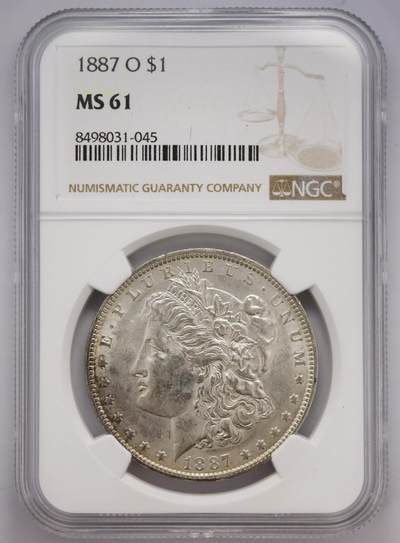 观钱 近现代机制币拍卖No.004（全场顺丰包邮）  - 1887年O版摩根银元（NGC MS61）